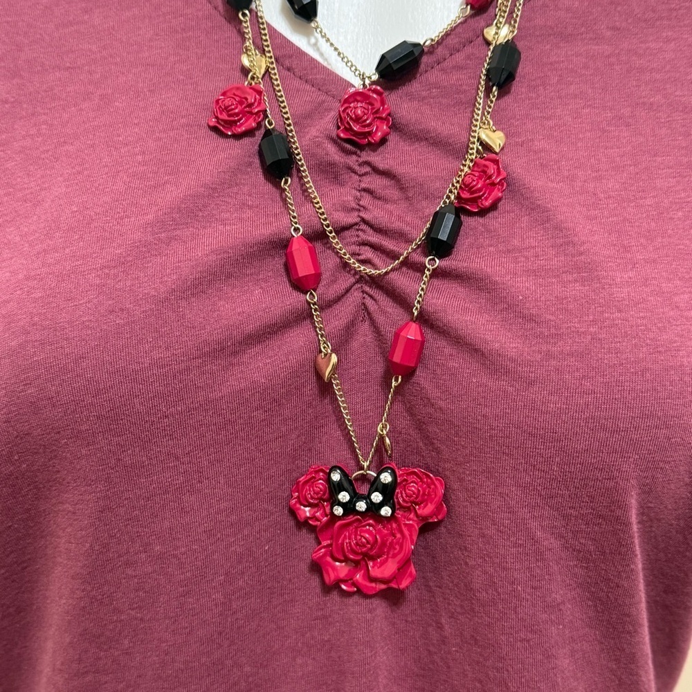 Disney parks Minnie Mouse Bows and Rose necklace - Picture 3 of 3